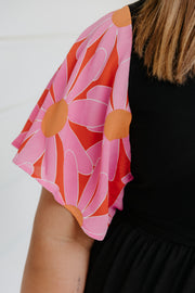 Edie Dress - Pink/Red Daisy