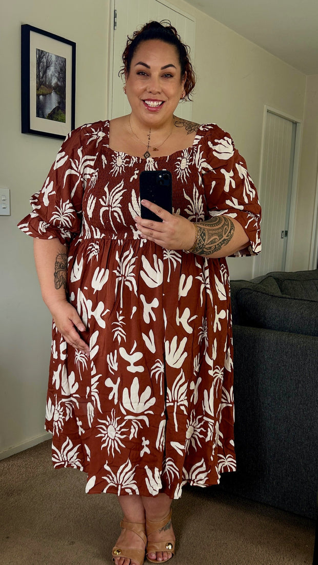 Betty Dress - Brown Print