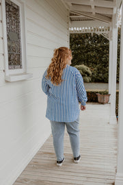 Rose Shirt - Blue Stripe