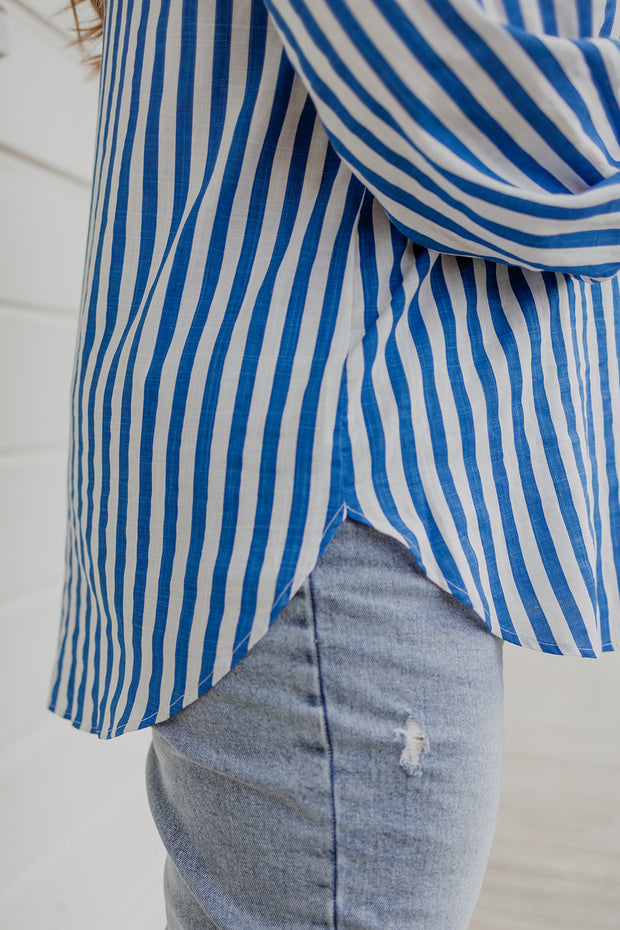 Rose Shirt - Blue Stripe