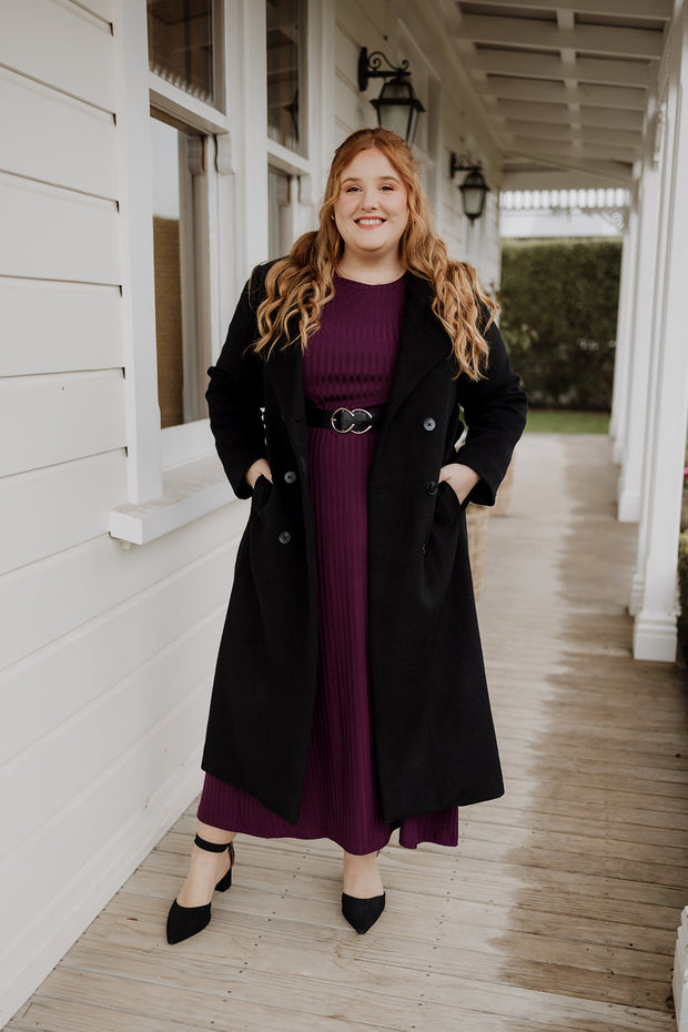 Wool Long Coat - Black