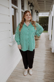 Rose Shirt - Green Stripe