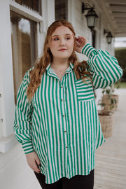 Rose Shirt - Green Stripe