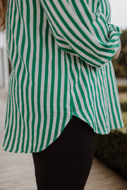 Rose Shirt - Green Stripe