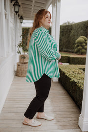 Rose Shirt - Green Stripe