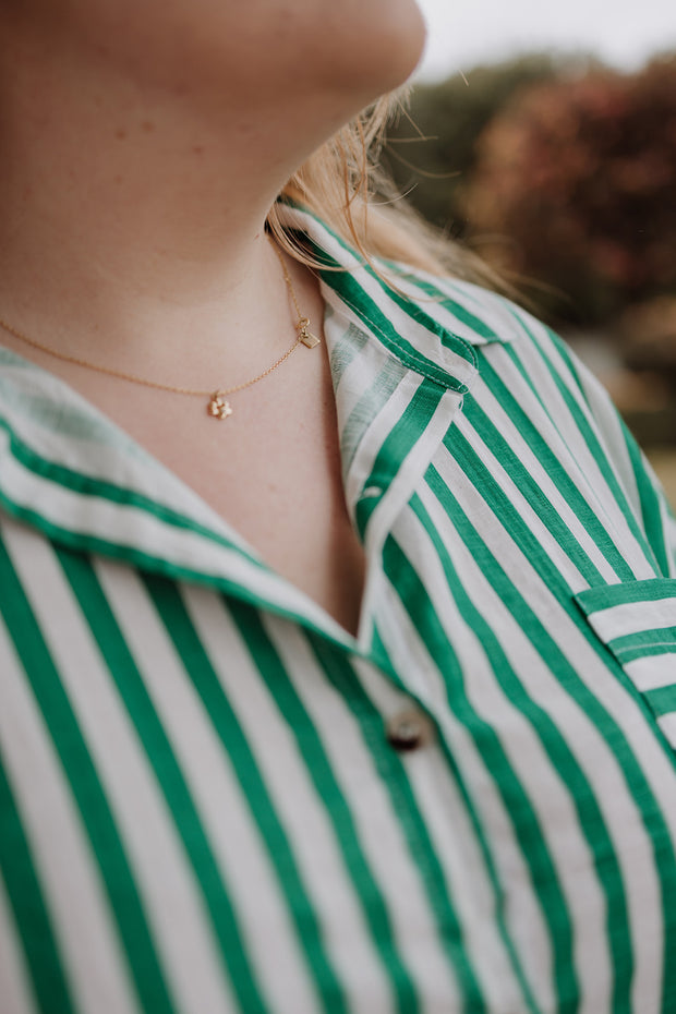 Rose Shirt - Green Stripe