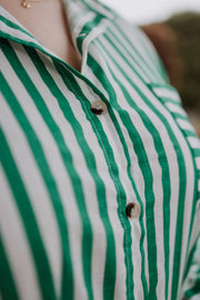 Rose Shirt - Green Stripe