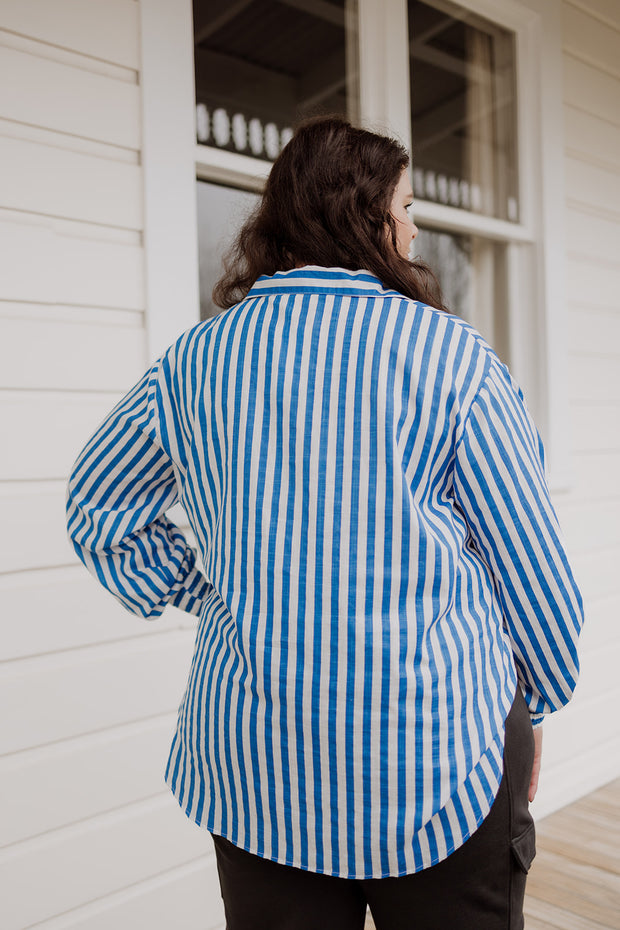 Rose Shirt - Blue Stripe