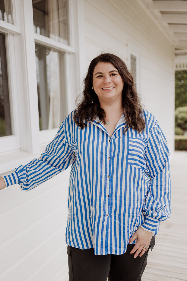 Rose Shirt - Blue Stripe