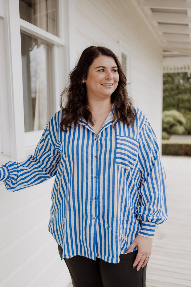 Rose Shirt - Blue Stripe