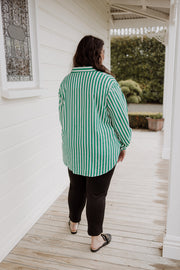 Rose Shirt - Green Stripe