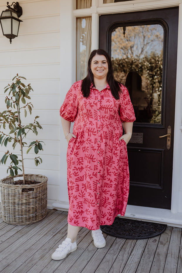 Finn Dress - Pink/Red Abstract