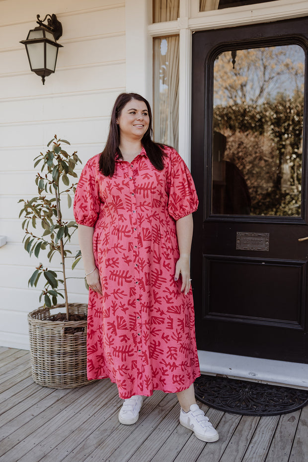 Finn Dress - Pink/Red Abstract