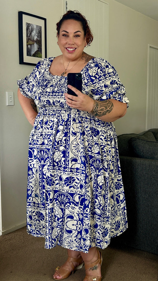 Betty Dress - Blue Tile