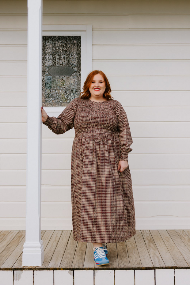 Logie Dress - Brown Check