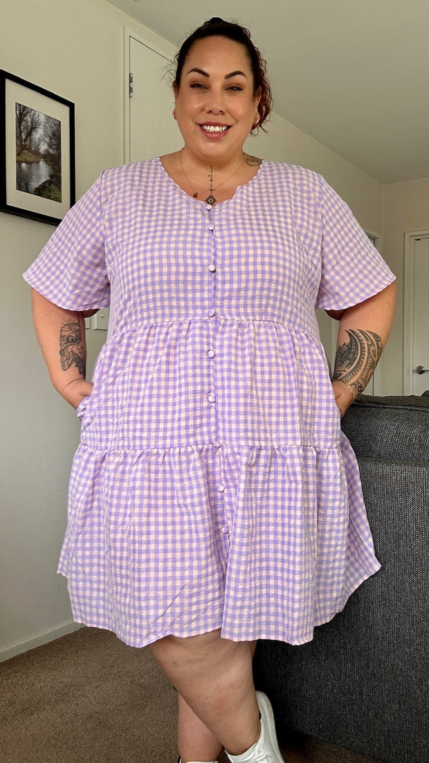 Eden Dress - Lilac/Pink check