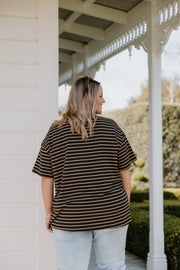 Oversized Tee - Black/Chocolate Stripe