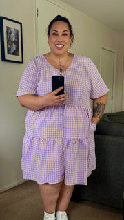 Eden Dress - Lilac/pink check