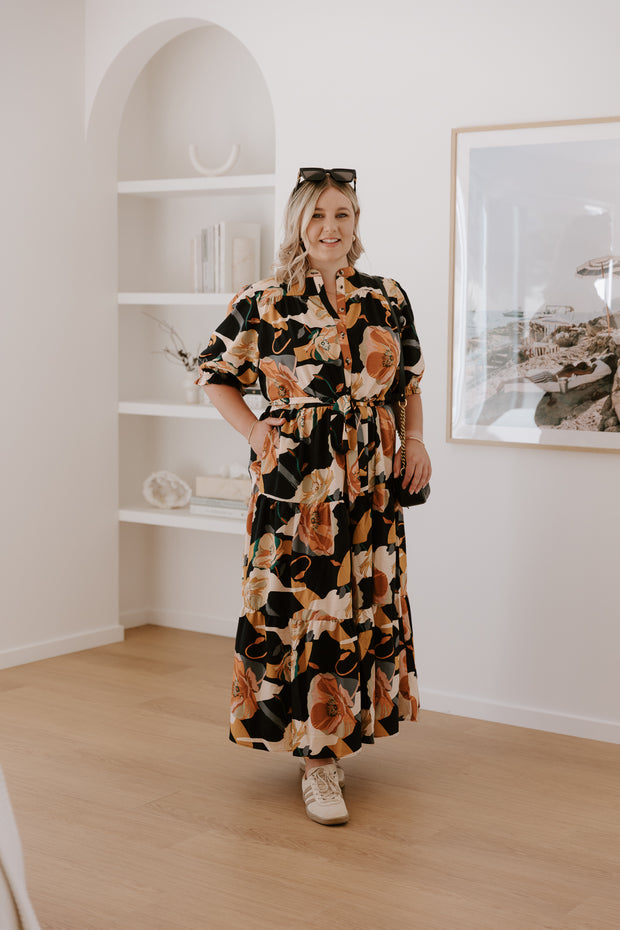 August Dress - Black Floral