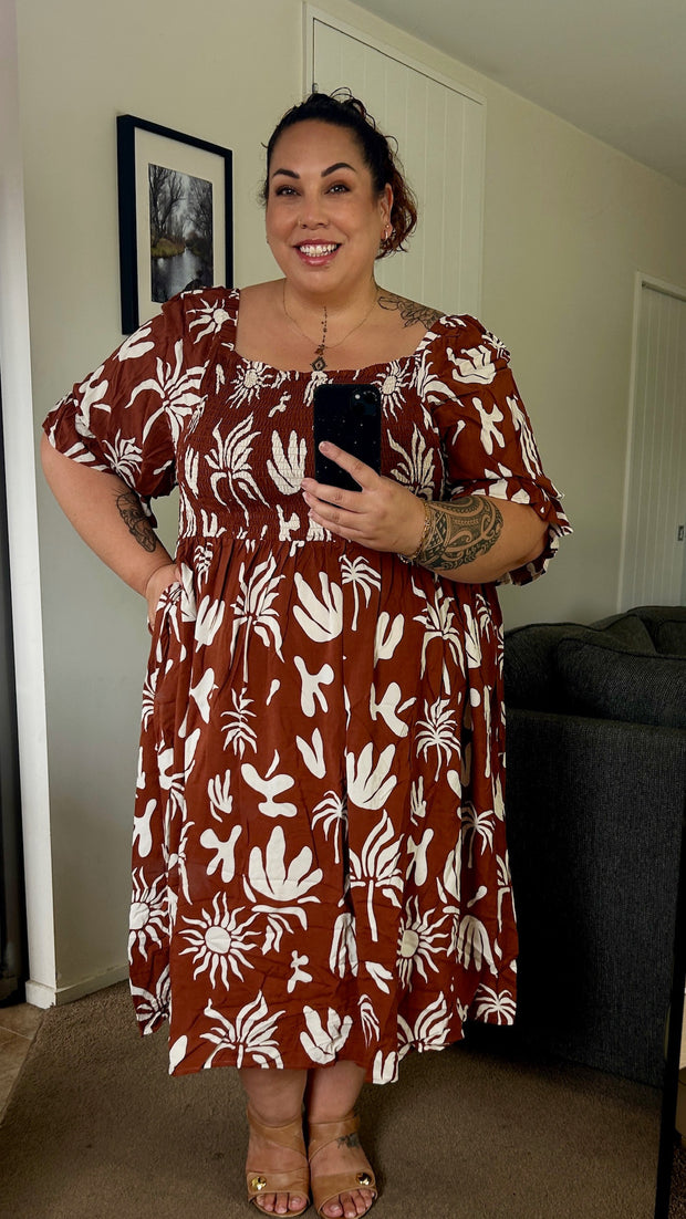 Betty Dress - Brown Print