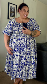 Betty Dress - Blue Tile