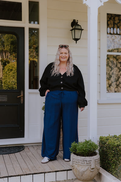 Barry Pants - Navy/Red Heart
