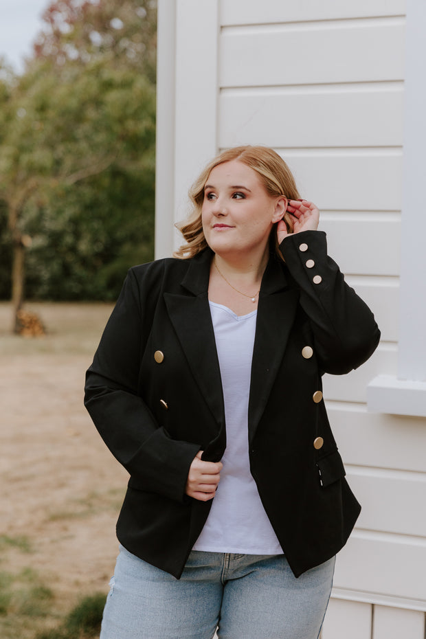Fitted Stretch Blazer - Black