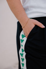 Baz Pants - Navy/Green Heart