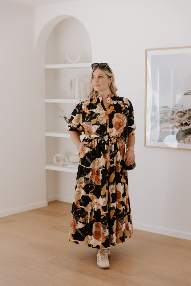 August Dress - Black Floral