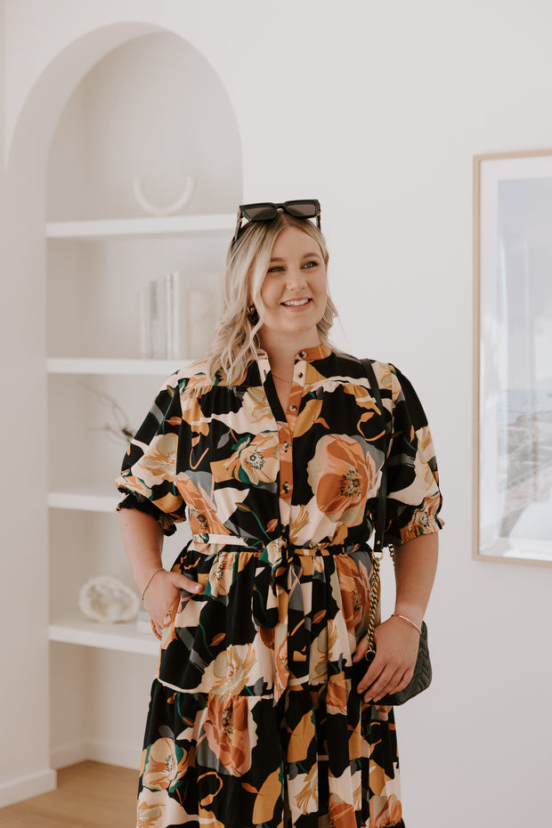 August Dress - Black Floral