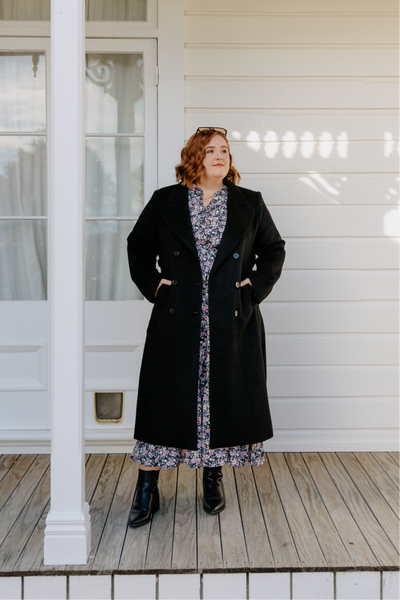 Wool Long Coat - Black