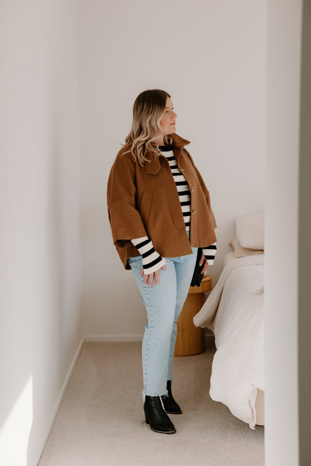 High Neck Cape - Teddy
