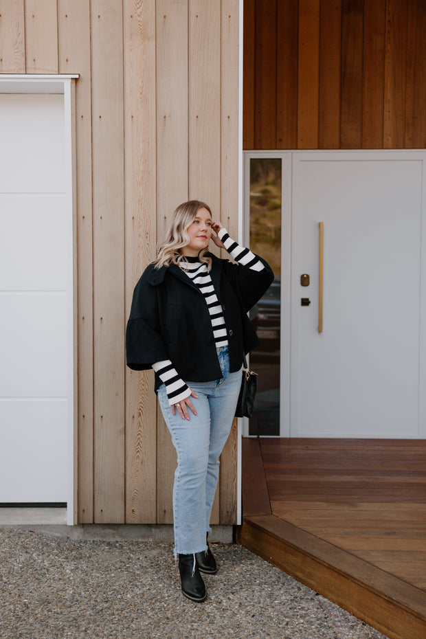 High Neck Cape - Dark Navy