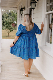 Madison Dress - Blue Ditsy Floral