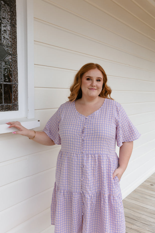 Eden Dress - Lilac/Pink check