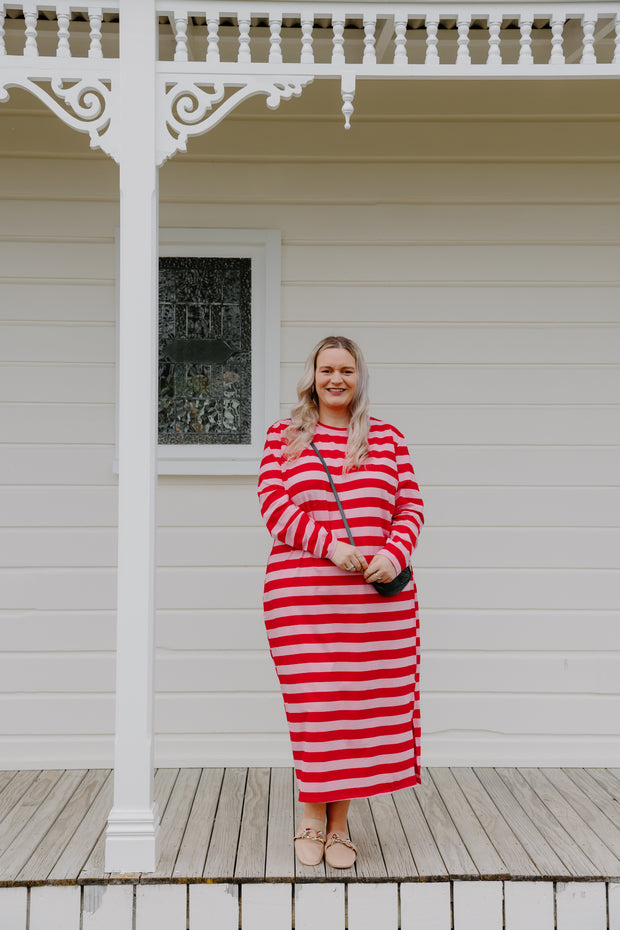 Lauren Dress - Pink/Red Stripe