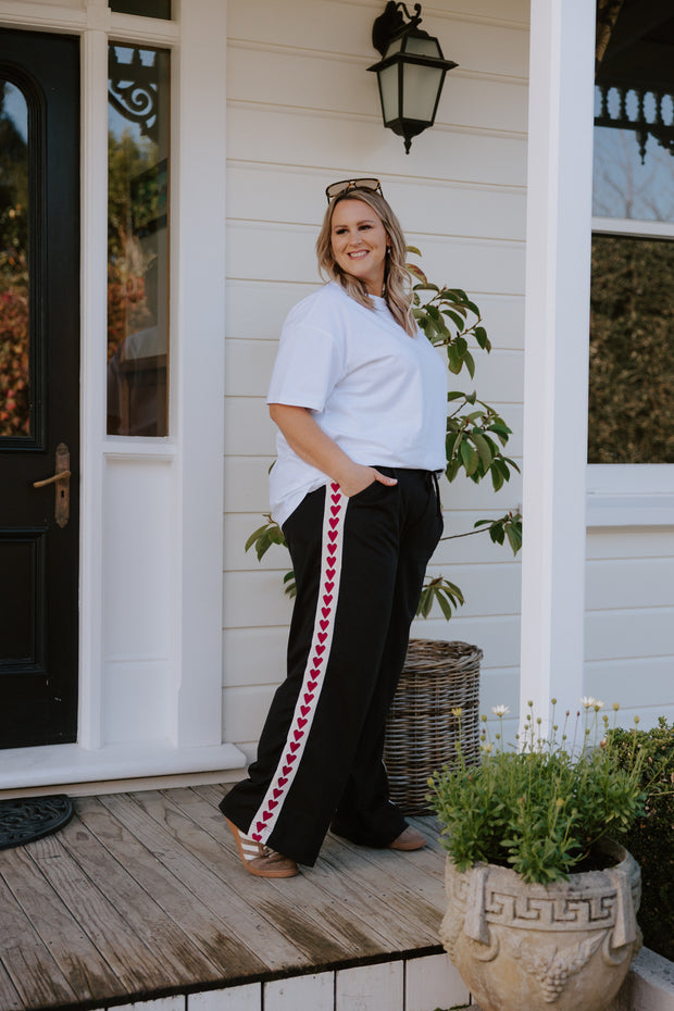 Baz Pants - Black/Burgundy Heart (Delayed Delivery)