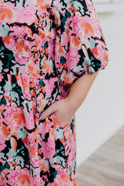 Jules Dress - Pink/Black Floral