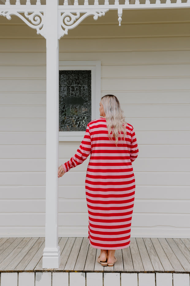 Lauren Dress - Pink/Red Stripe