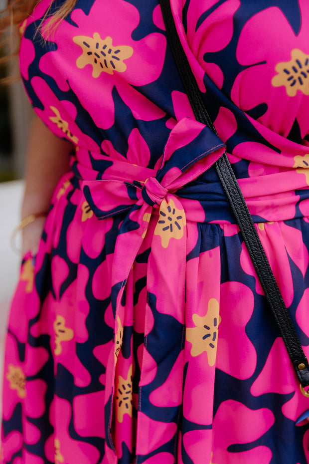 Nadia Dress - Pink/Navy Floral