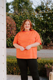 Oversized Tee - Pink/Orange Stripe