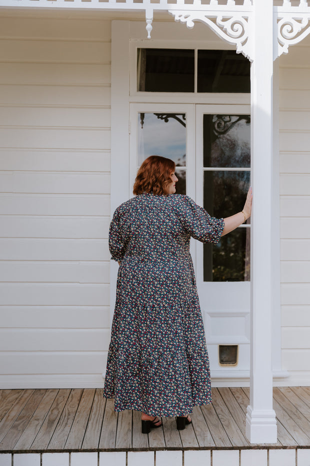 August Dress - Navy Floral
