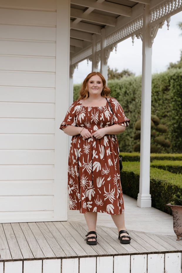 Betty Dress - Brown Print