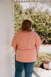 Oversized Tee - Peach/Green Stripe