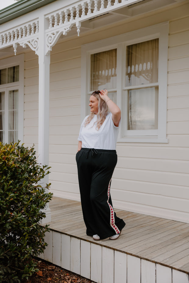 Baz Pants - Black/Burgundy Heart