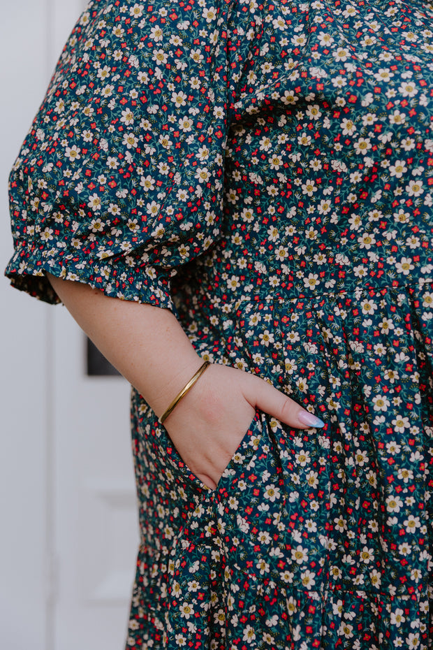 August Dress - Navy Floral