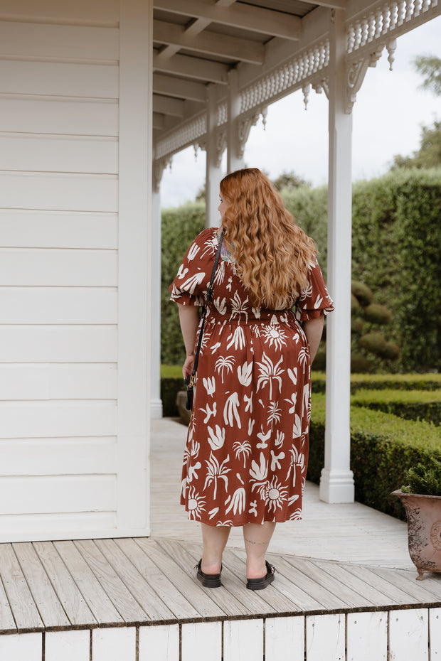 Betty Dress - Brown Print