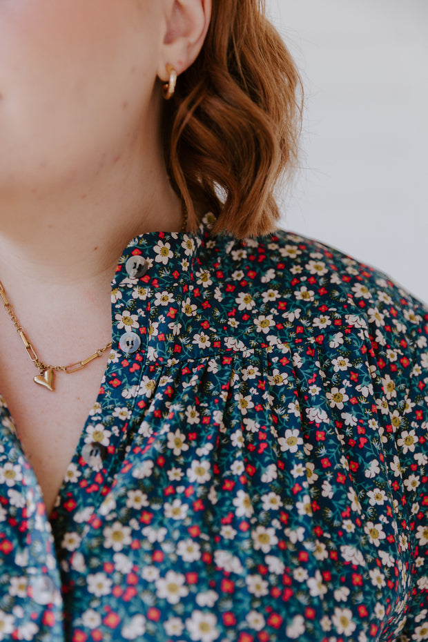 August Dress - Navy Floral