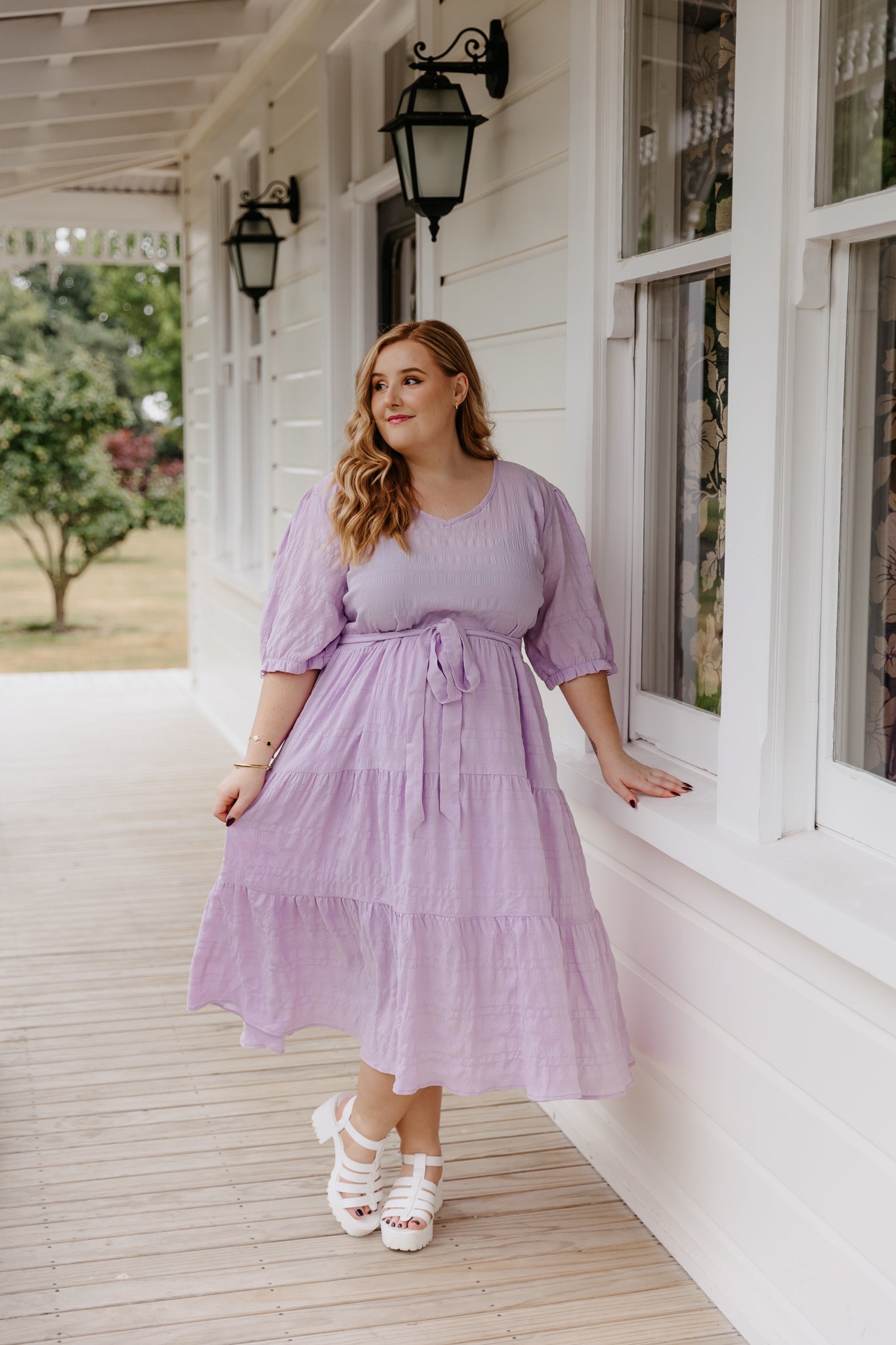 Plus size lavender on sale dress