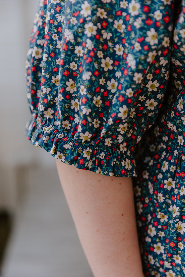 August Dress - Navy Floral